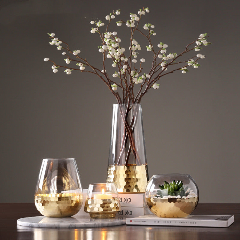 Transparent Honeycomb Glass Vase