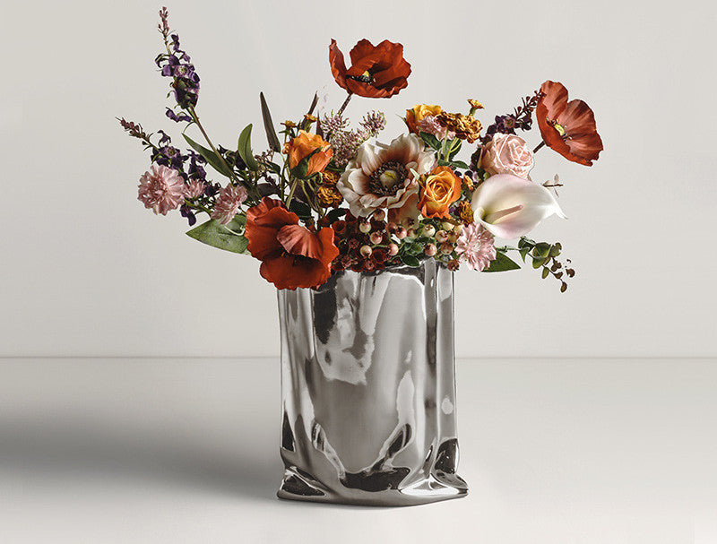 Electroplated Silver Ceramic Vase