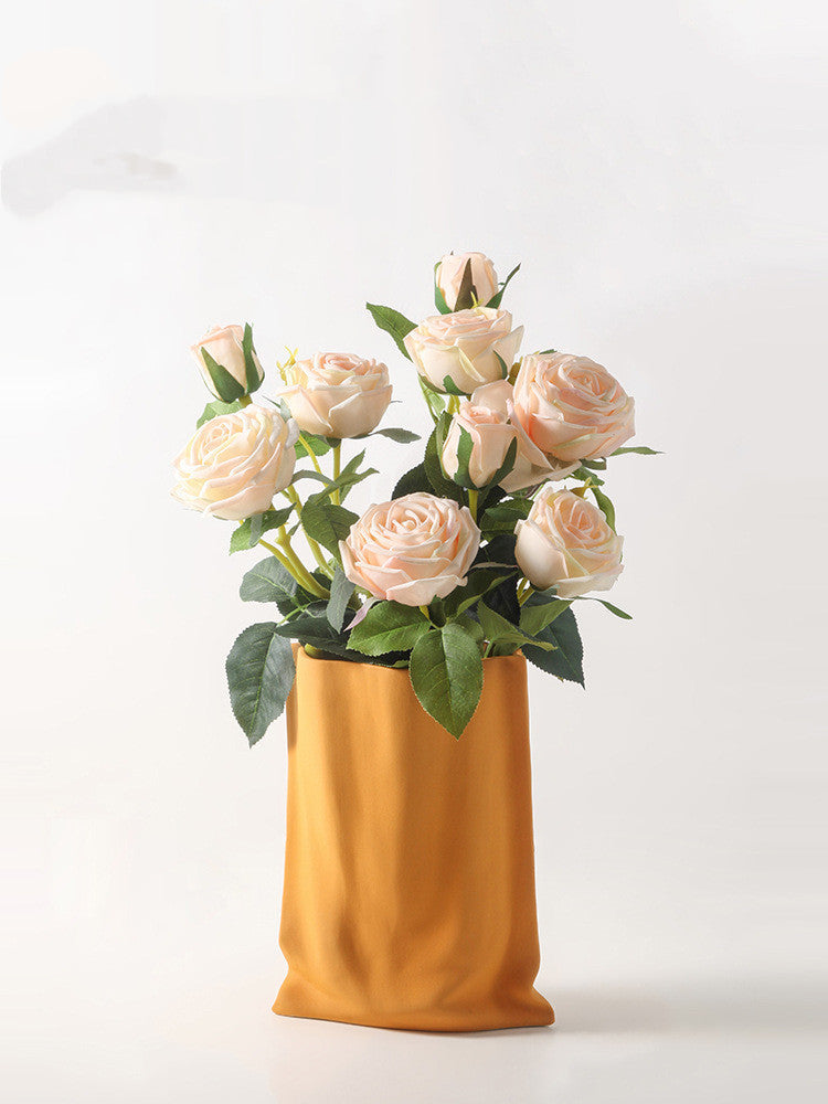 Electroplated Silver Ceramic Vase