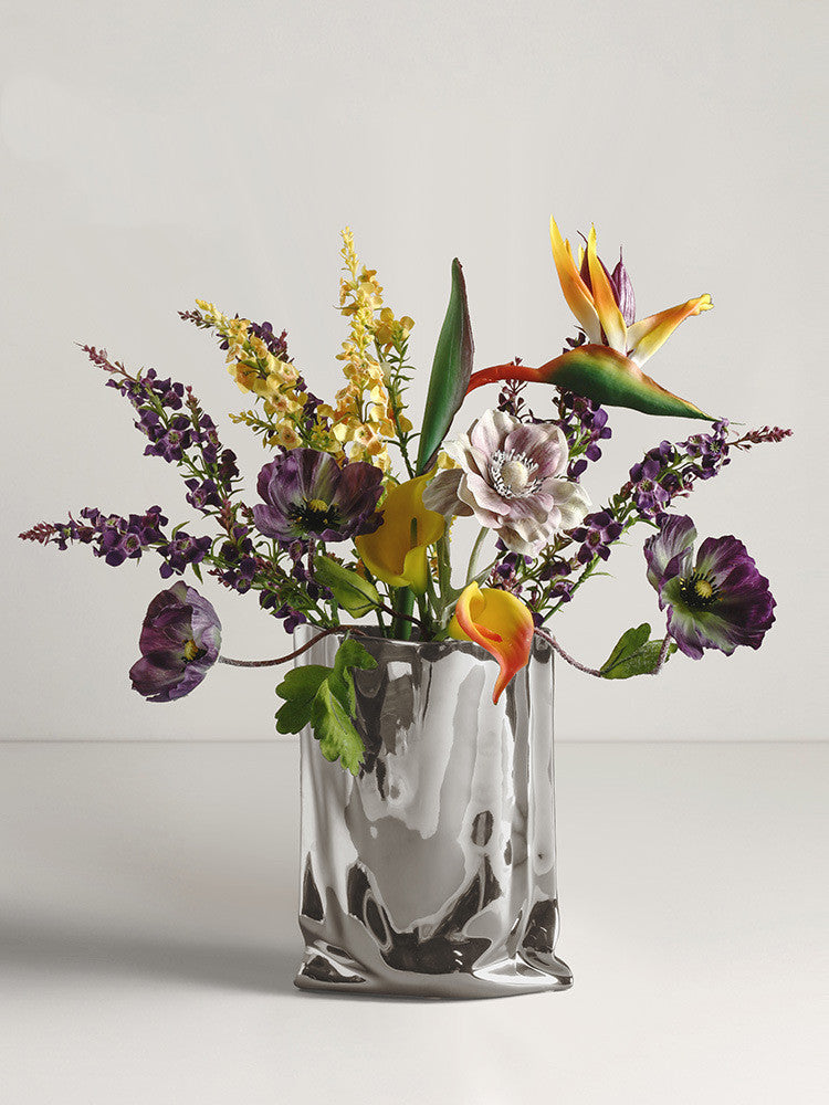 Electroplated Silver Ceramic Vase