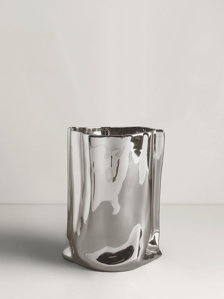Electroplated Silver Ceramic Vase