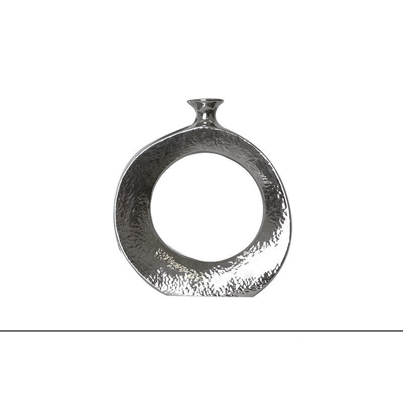 Golden ceramic circle vase for living room decoration