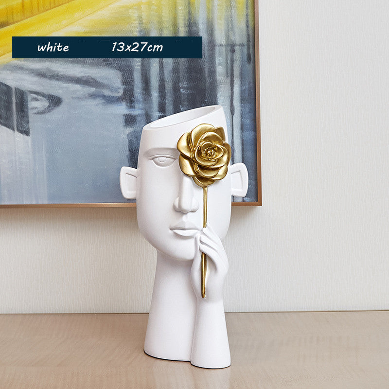Abstract Face Vase - Modern Decorative Sculpture