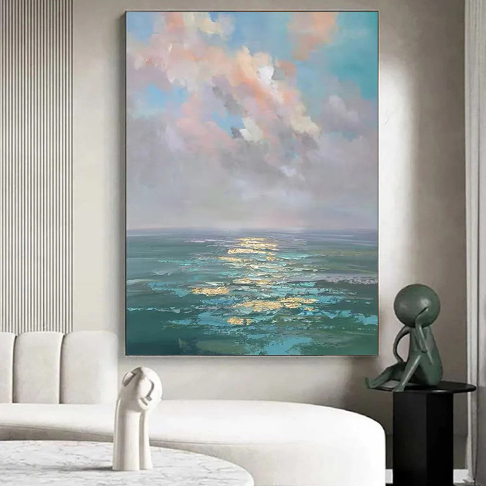 Handmade Oil Painting - Ocean Landscape. Frameless and Unstretched.
