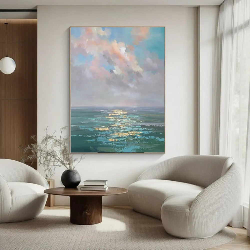 Handmade Oil Painting - Ocean Landscape. Frameless and Unstretched.