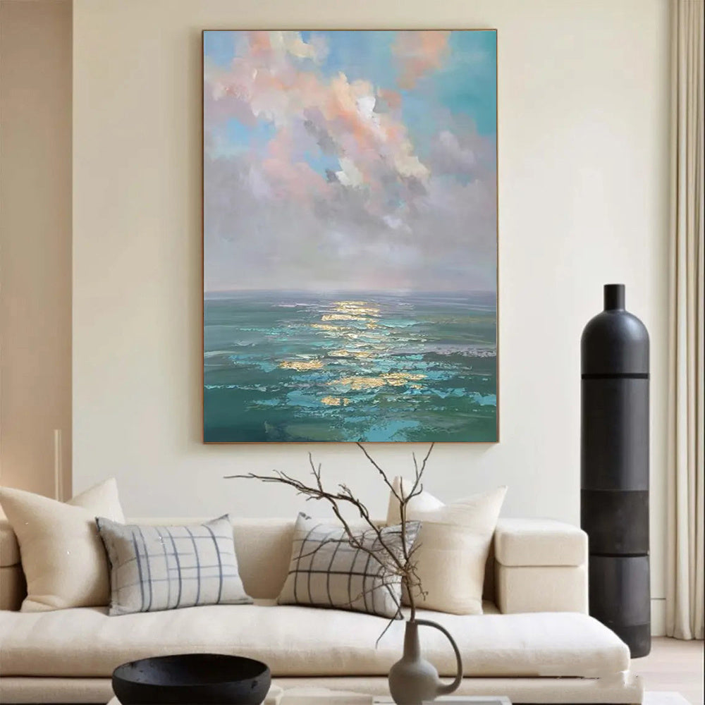Handmade Oil Painting - Ocean Landscape. Frameless and Unstretched.