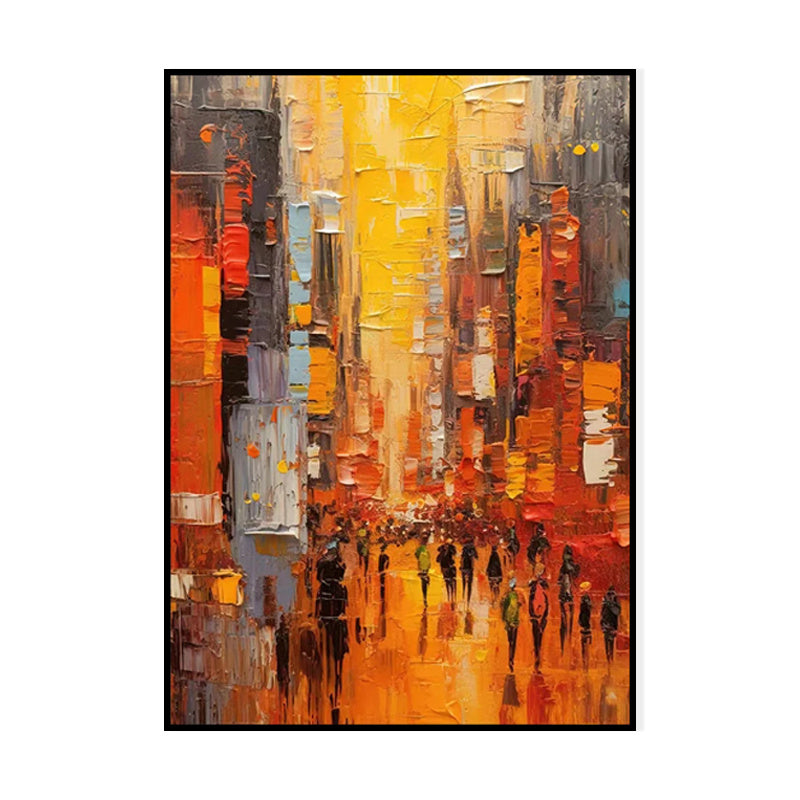 Modern Cityscape Hand Painted Minimal Art Acrylic Textured Abstract Painting